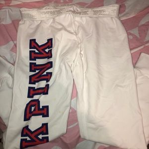 White varsity jogger sweatpants